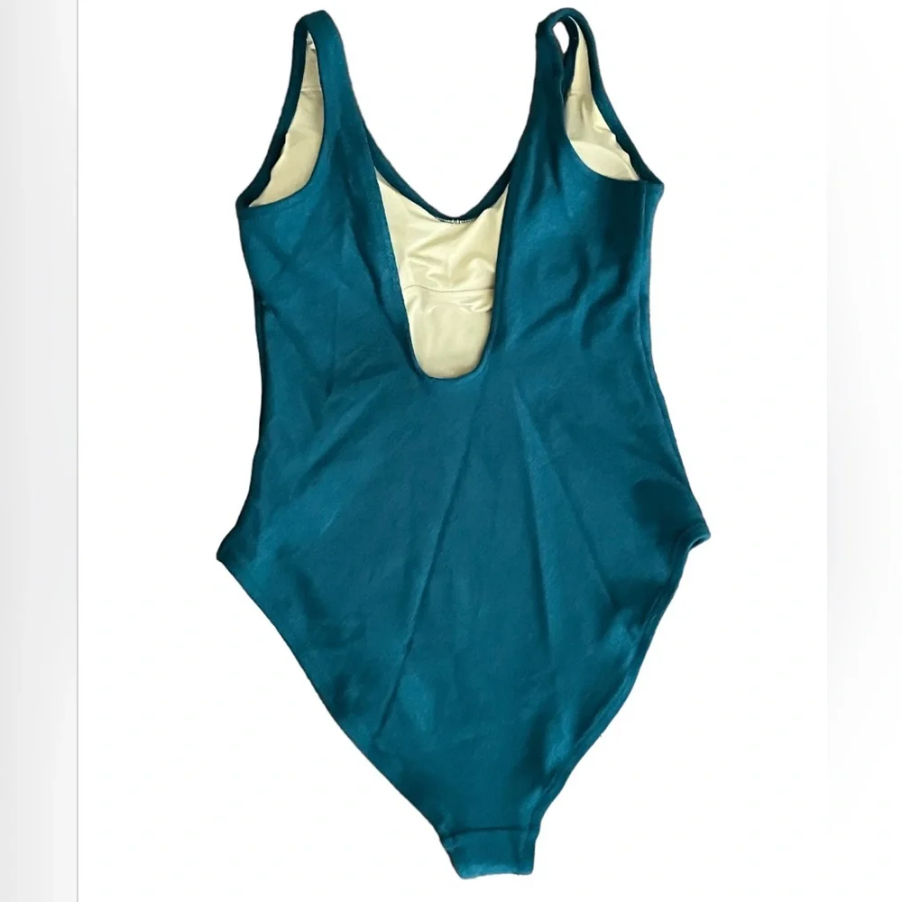NEW Old Navy Women’s V Neck Terry One Piece Swimsuit Teal Green Size XS